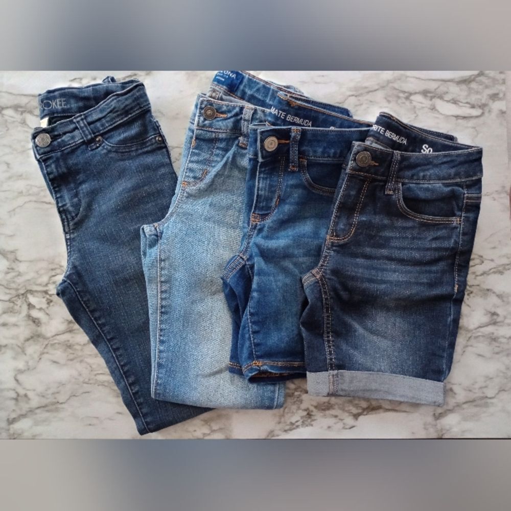 (Bundle) 4 Pair Bottoms 2 Jeans 2 Shorts Size 10
